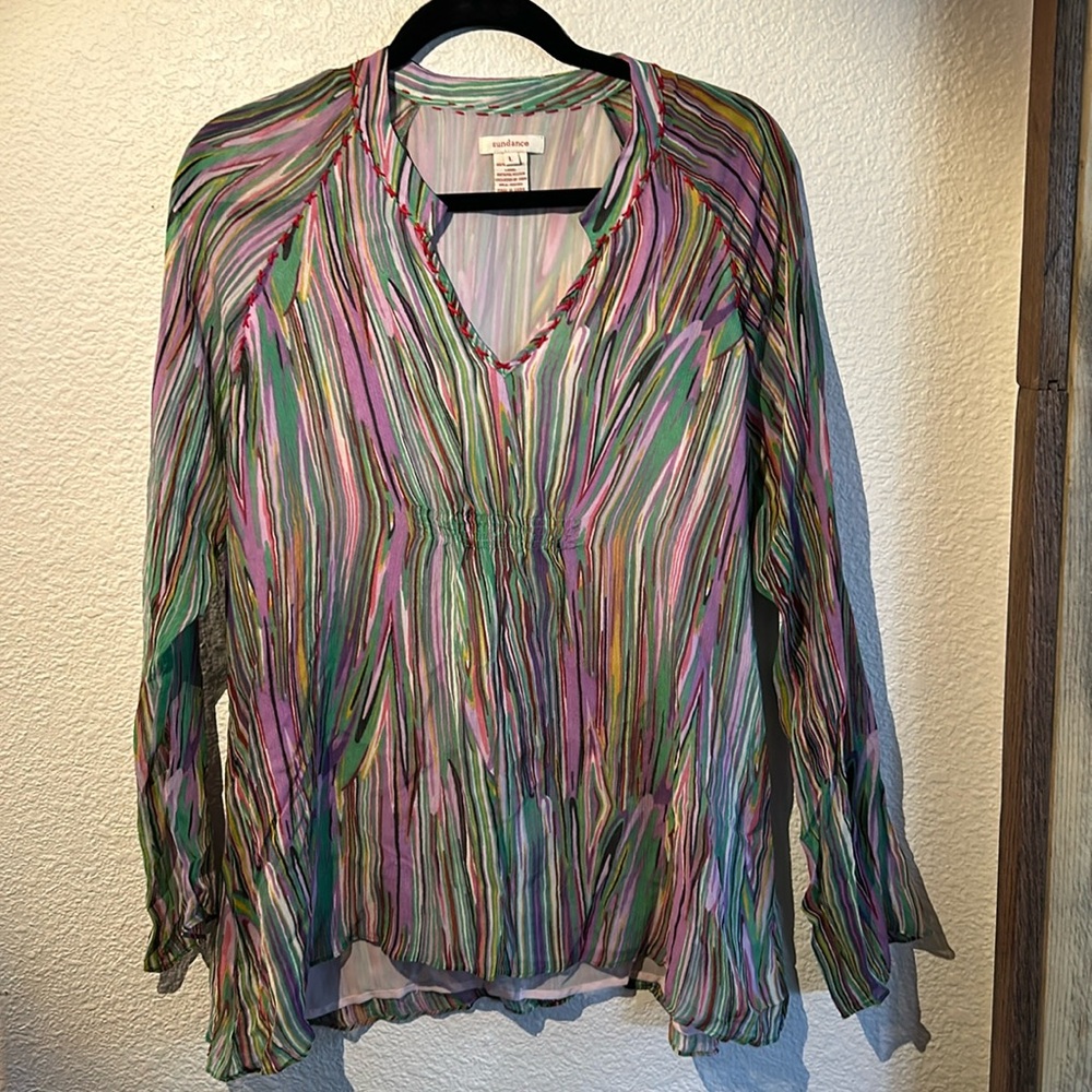 Sundance Colorful Striped Flowy Blouse